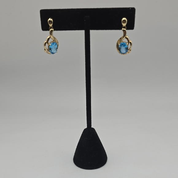 10k Gold and Blue Topaz Earrings